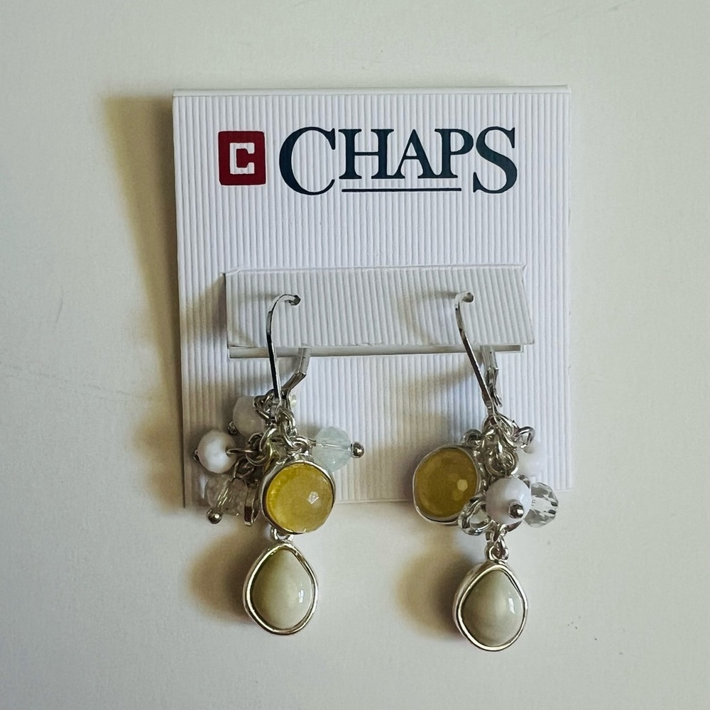 NWT Chaps Silver and Yellow Dangle Earrings ✨